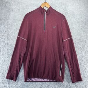 Asics 1/2 Zip Sweater men's Large Purple Pullover Running Mock Neck Pockets Gym